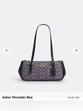 COACH Navy Signature Canvas Shoulder Bag